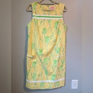 Lilly Pulitzer Yellow and Green Koala Shift Dress